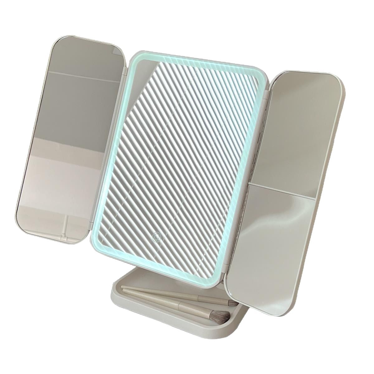 LED Desktop Makeup Mirror — Foldable Lighted Vanity Mirror
