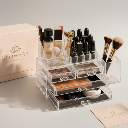 Glowara Vanity Set™ — Acrylic Makeup Organiser & Storage Set