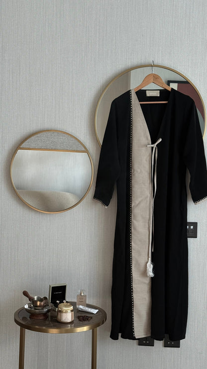 Black Contrast-Edge Abaya