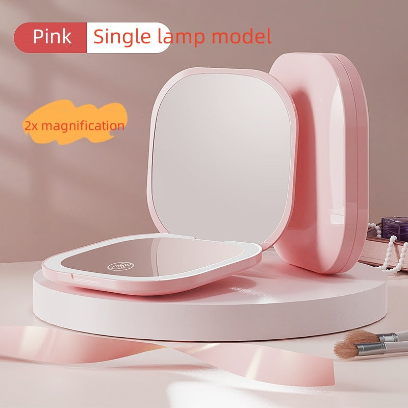 LED Handheld Makeup Mirror — Foldable Lighted Travel Mirror