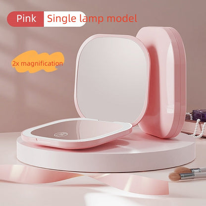 LED Handheld Makeup Mirror — Foldable Lighted Travel Mirror
