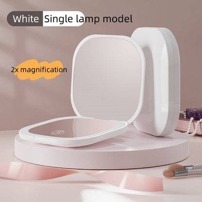 LED Handheld Makeup Mirror — Foldable Lighted Travel Mirror