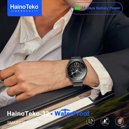Haino Teko-32 Waterproof Smartwatch – Curved AMOLED Display, Bluetooth Calling & 3 Pair Straps