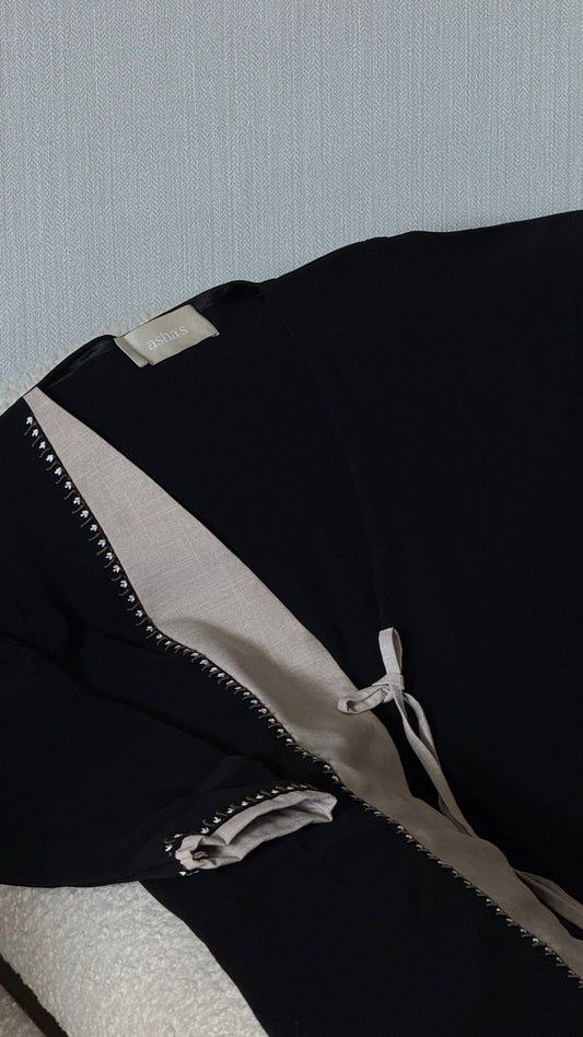 Black Contrast-Edge Abaya