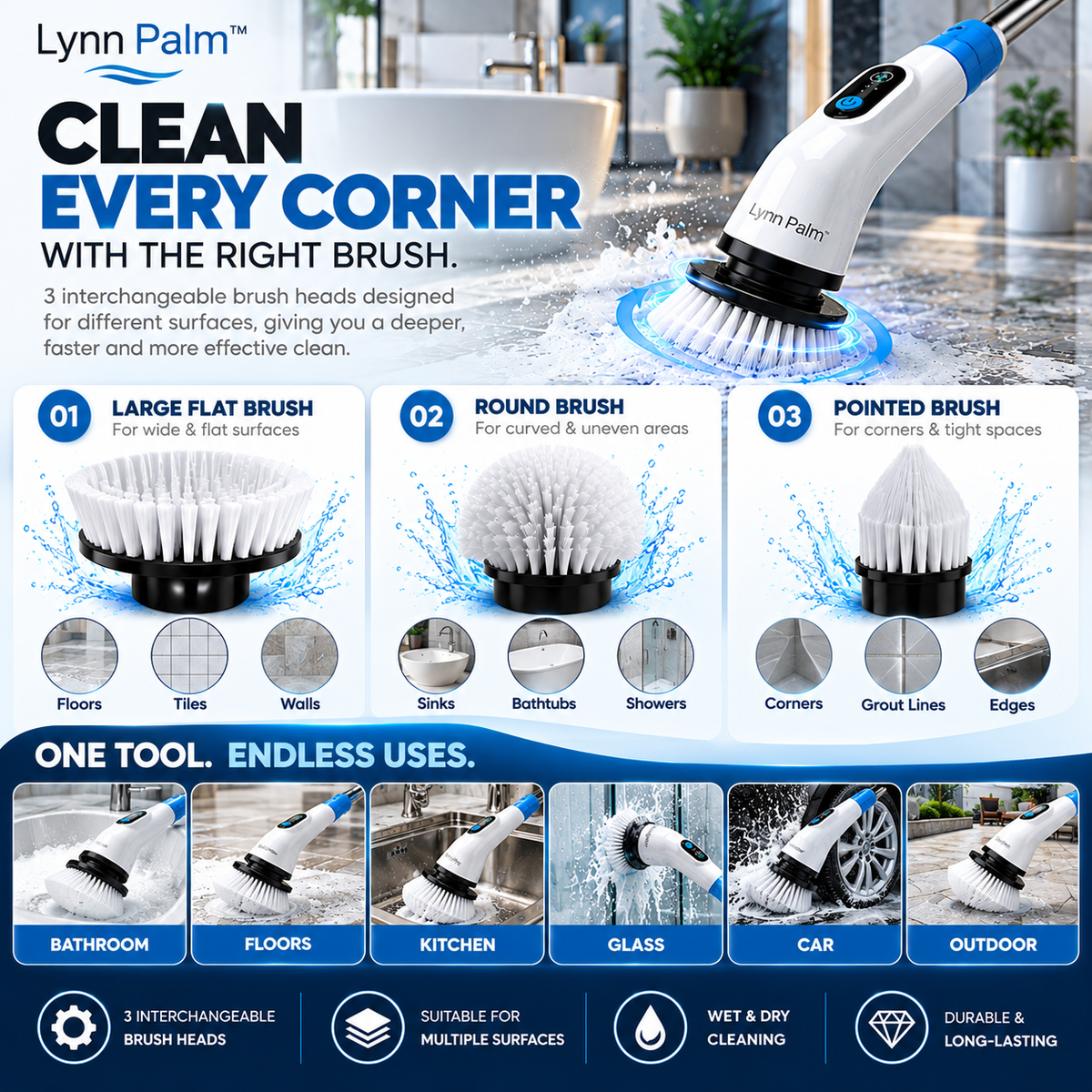 3-in-1 Electric Spin Scrubber Lynn Palm™