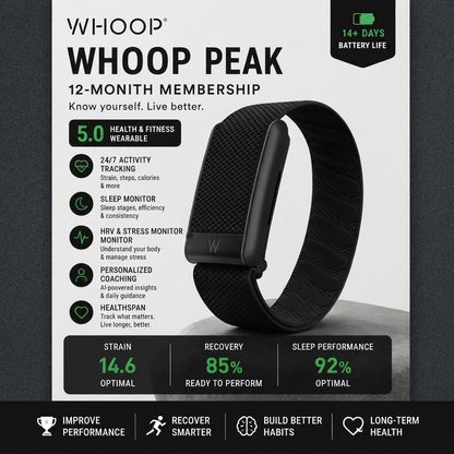 WHOOP 5.0 MG Activity Tracker 12-Month Membership, 24/7 Fitness & Sleep Monitoring