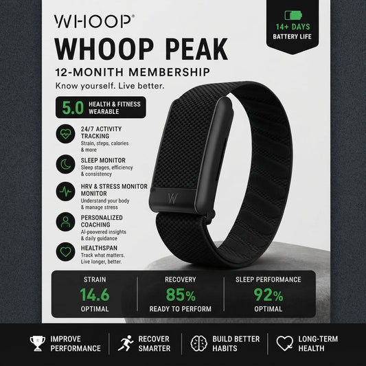 WHOOP 5.0 MG Activity Tracker 12-Month Membership, 24/7 Fitness & Sleep Monitoring