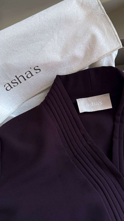 Burgundy Pleated Open-Front Abaya