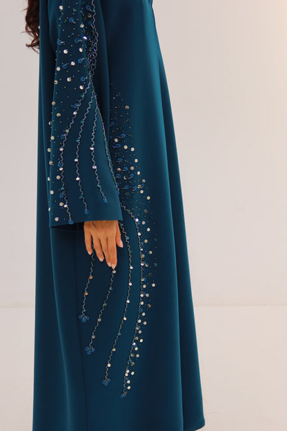 Teal Embellished Abaya