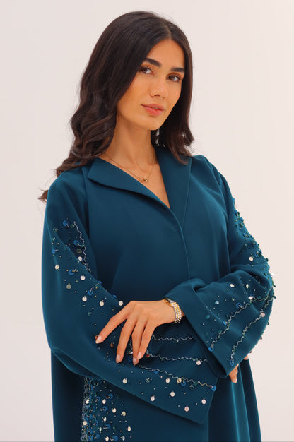 Teal Embellished Abaya