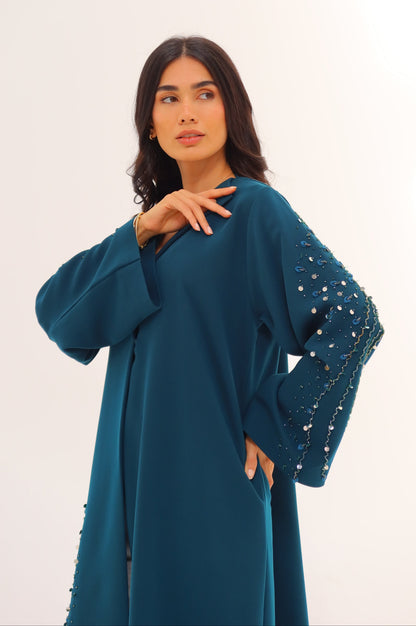 Teal Embellished Abaya