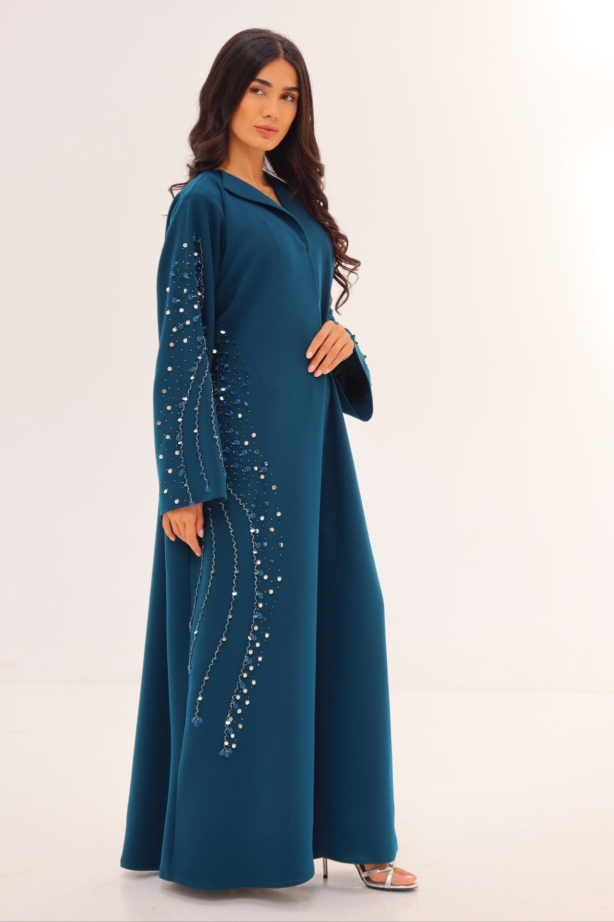 Teal Embellished Abaya