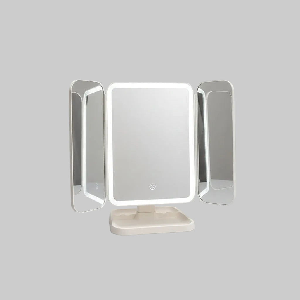 LED Desktop Makeup Mirror — Foldable Lighted Vanity Mirror