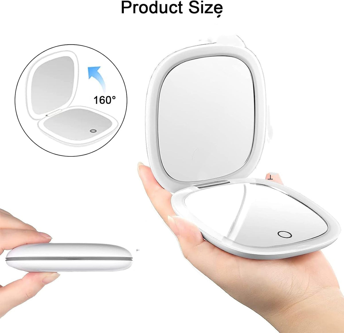 LED Handheld Makeup Mirror — Foldable Lighted Travel Mirror