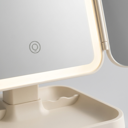 LED Desktop Makeup Mirror — Foldable Lighted Vanity Mirror