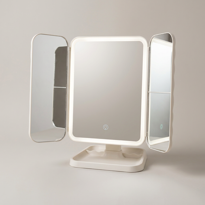 LED Desktop Makeup Mirror — Foldable Lighted Vanity Mirror