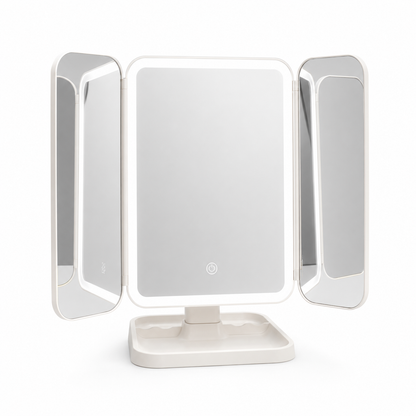 LED Desktop Makeup Mirror — Foldable Lighted Vanity Mirror