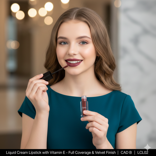 Liquid Cream Lipstick with Vitamin E - Full Coverage & Velvet Finish | CAD B | LCL02